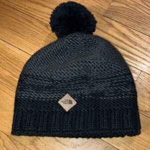 THE NORTH FACE Antlers Beanie Marl Stripe Knit Bobble In Black UNISEX NEW